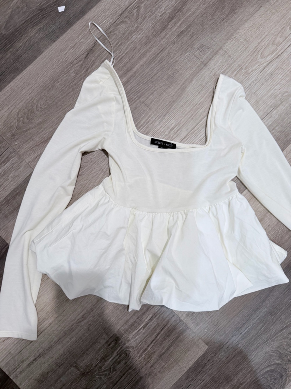 silence + noise Cream Square Neck Peplum Blouse